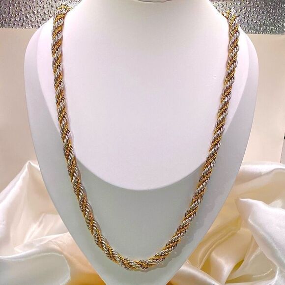 AWA Vintage Monet Gold & Silver Weaved Necklace - Picture 2 of 8